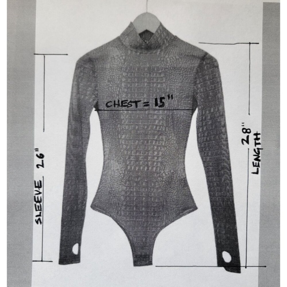 I.AM.GIA Kenzie Crocodile Print Long Sleeve Bodysuit With Thumbholes Women's XS - Picture 9 of 9